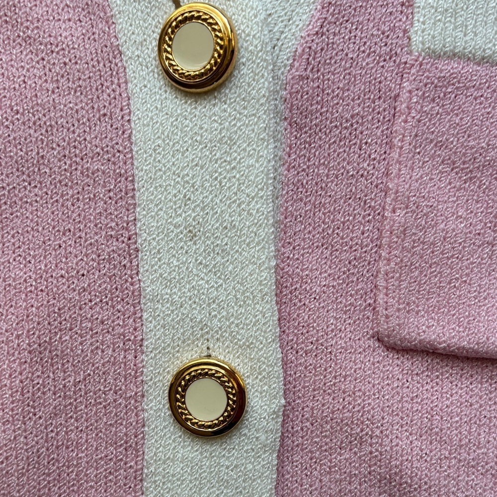 St. John Pink and Cream Cardigan - Picture 3 of 8